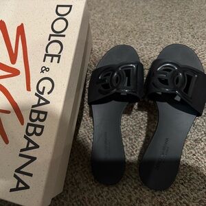 Dolce & Gabbana Black Slide Sandals